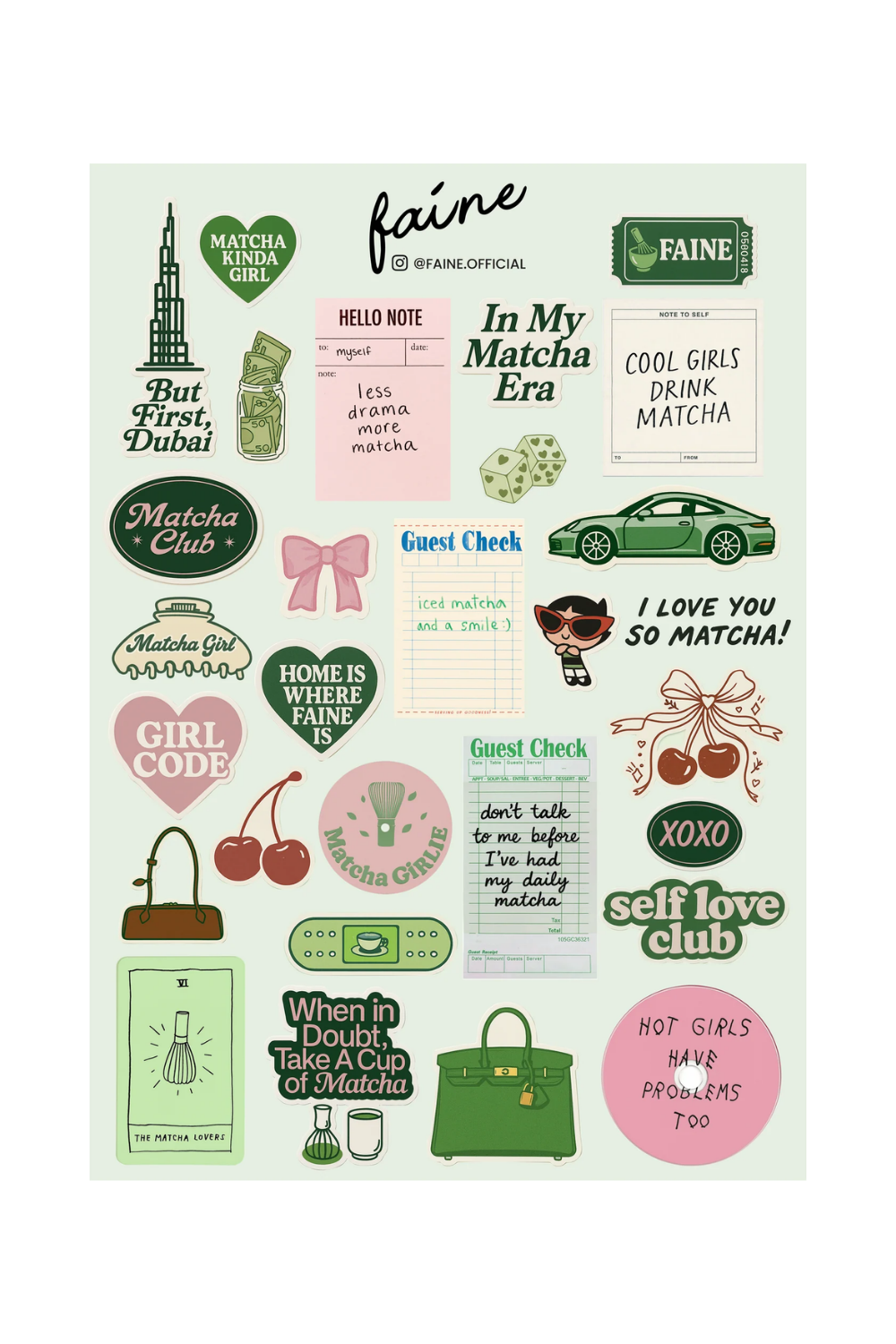 FAINE Matcha Stickers