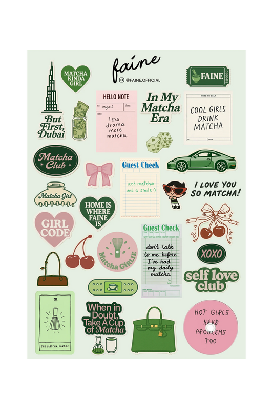 FAINE Matcha Stickers