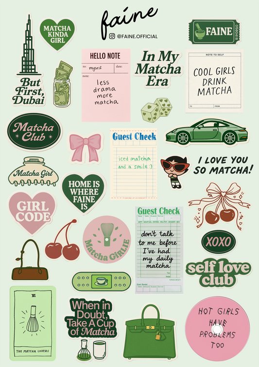 FAINE Matcha Stickers